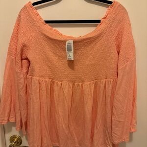 Torrid Orange Smocked 3/4 Sleeve Blouse